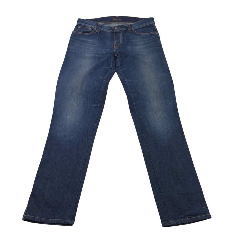 Nudie Jeans Co Core Blue Cotton Elastane Slim Jim 5 Pocket‎ Jeans Men's Sz 34x34